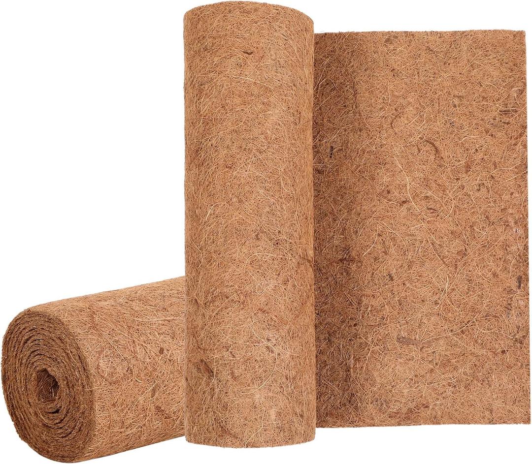 Sawysine 2 Rolls 24 x 160 Inch Coir Liner Roll Coconut Fiber Mat Natural Coconut Coir Liner Sheets Plant Potting Mat for Garden Planters Flower Window Box Basket Animal Pet Pad Reptile Carpet