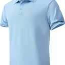 Men's Quick-Dry Active Polo Shirts for Golf & Tennis Short Sleeve Lightweight Tactical Shirt (Small, Blue)