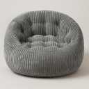 Heritage Kids Grey Ribbed Plush Faux Fur Kids Bean Bag Chair Ages 3+