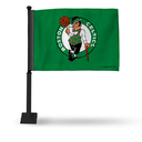 NBA Boston Celtics Double Sided Car Flag - 16" x 19" - Strong Black Pole that Hooks Onto Car/Truck/Automobile By Rico Industries Pack Of 3