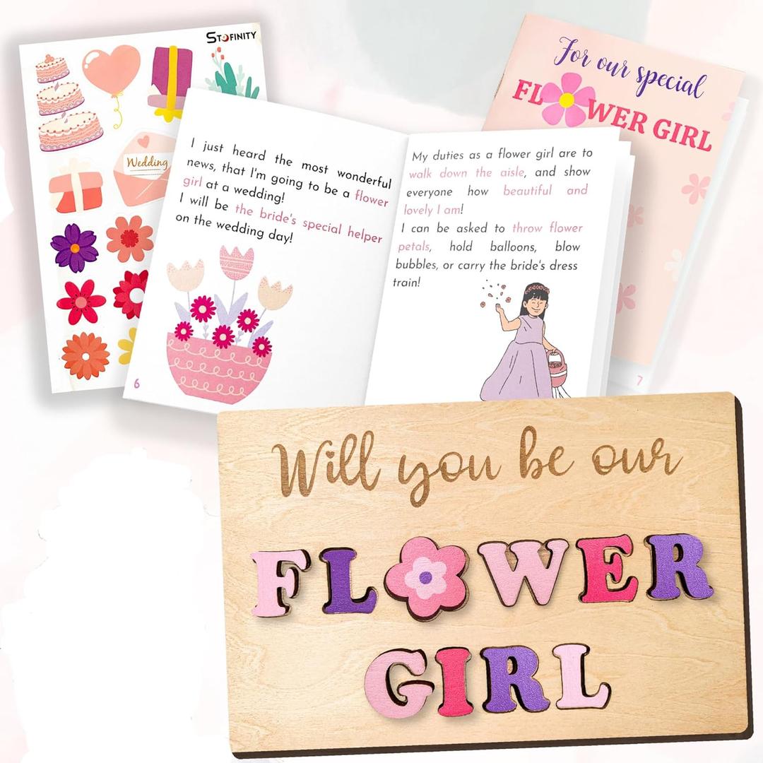 STOFINITY Flower Girl Proposal Gifts - Will You Be My Flower Girl Gift Set, Asking Flower Girl Gifts from Bride for Wedding, Flower Girl Book for Girls