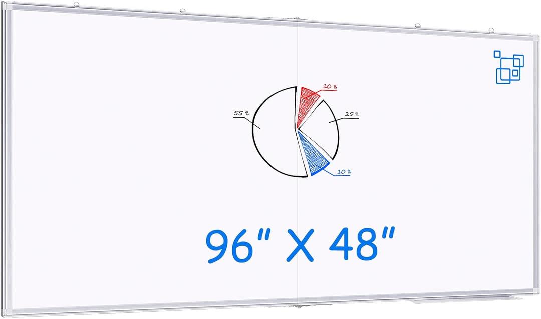 Magnetic Dry Erase Board 96 x 48 inches, Maxtek 4" x 8" Whiteboard for Wall, Large White Board Dry Erase Foldable Wall-Mounted Aluminum Frame Erase Board with Marker Tray for Office Home and School