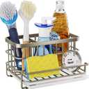 HapiRm Kitchen Sink Caddy Organizer - Versatile Sponge Holder with Drain Tray, SUS304 Stainless Steel Rustproof Kitchen Sink Organizer Storage for Countertop- Brushed Nickel