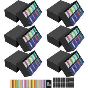 6 Pack Trading Card Storage Box, 1600 Count Cardboard Storage Box with 48 Cards Dividers, Bulk Card Storage Boxes Sports Storage Cases Trading Cards Box for Basketball Sports Collector
