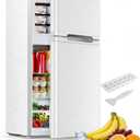 Electactic 2.5 Cu.Ft Mini Fridge with Freezer, Double-Door Compact Refrigerator, Adjustable Glass Shelves, Mechanical Thermostat & Leveling Feet, Space-Saving for Apartment/Dorm/Office, White