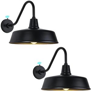 METOJIA Outdoor Gooseneck Barn Light - Exterior Fixture Sconce Wall Light for Farmhouse, Dusk to Dawn Sensor Front Door Porch Garage Patio Lighting (15 inch (2 PCS)