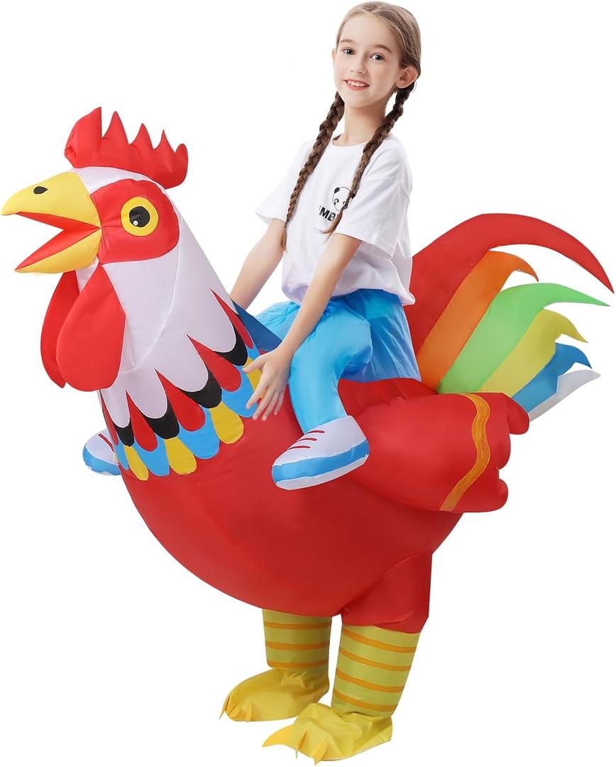 Christmas Kids Inflatable Chicken Costume,Funny Blow Up Rooster Costume Cosplay Inflatable for Holiday Halloween Thanksgiving Christmas Party