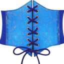 XZQTIVE Black Corset Waist Belt for Women, Wide Elastic Tie Waspie Belt for Dresses 4.7inch (Royal Blue)