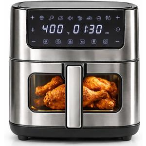 Simple Deluxe 8-in-1 Air Fryer 6.34 Qt, Digital Preset Airfryer with Visible Window, Nonstick and Dishwasher-Safe Basket, Air Fry, Chicken, Pizza, Dehydrate, Fries, 90-Min Timer, 1700W, Black