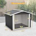 Metal Dog House for Large Dogs, Durable Waterproof Dog Kennel with Steel Frame, Removable Floor, Easy to Assemble(Grey, 35.8''L×39.7''W×33.3''H)