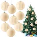 Syhood 9 Pcs 4 Inch Velvet Christmas Balls Large Velvet Xmas Tree Ornaments Balls Decorations Hanging Flocked Ornaments for Christmas Tree Home Garland Holiday Party Decor (Cream)