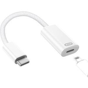 TechMatte Female Lightning to Male USB C Adapter Cable Audio Headphone Data Sync PD Charging for iPhone 17 Pro Max Air 16 15, Android, Earphone iPad MacBook, Not for OTG and Speakers (1 PCS)