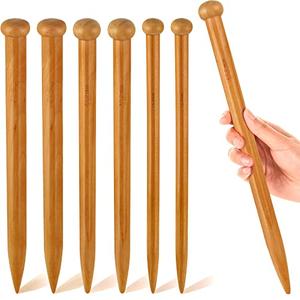 MTLEE 6 Pcs Large Knitting Needles Jumbo Straight Wooden Knitting Needles 3 Sizes Extra Large Weaving Tool for Chunky Yarn Beginner DIY Fabric Crafts Crochet 15mm 20mm 25mm (Brown)
