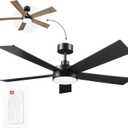 Globe Electric Veloria 52 in. Ceiling Fan with LED Light, Remote Control, WhisperQuiet DC Motor, 6 Speeds, Matte Black, Reversible Blades