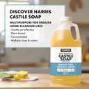 HARRIS Multi-Purpose Pure Liquid Castile Soap for Home Cleaning, Multi-Purpose Cleaner, For Dish Soap, Laundry Detergent, Kitchen and Bathroom Surfaces, Kids Rooms, Unscented, 64 Oz (64 Fl Oz (Pack of 1))