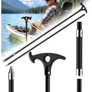 itayak 8.39' Shallow Water Anchor Pole, 2 Piece Fiberglass Boat Anchor with Hook-Handle, Pole Anchor with 316 Stainless Tip for Small Boat, Fishing Kayak, Pontoon (Gloves Included)