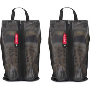 pack all Shoe Bag for Travel, Water-Resistant Shoe Pouch for Gym, Odor-Resistant Soccer Cleats Bag for Sport (Black, 2-Pack)