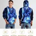 Black 80s 90s Pullover Hoodie 3D Novelty Graphic Hooded Sweatshirt Hoodies for Men, Medium, Blue Lightning Wolf