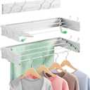 Foldable Wall Mounted Space-Saving Drying Rack, 23.5 In Rustproof Stainless Steel Laundry Hanger with 50 Lbs Heavy Duty Reinforced Rods for Wet Towels & Heavy Clothes, Fits Apartment Bathroom RV,White, 23.6'