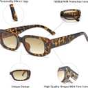 Vintage Rectangle Sunglasses for Women Men 90s Fashion Narrow Square Frame Eyewear UV400 Protection (Tortoise)