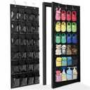 Over the Door Shoe Organizer - Space Saving Shoe Rack for Closet Door with 24 Crystal Clear Pockets and Metal Hooks, Shoe Holder Back of Door Organizers for Shoes, Hanging Shoe Organizer (Black)
