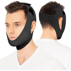 OHELEEP Anti Snore Chin Strap for CPAP Users, Snore Stopper Adjustable, Chin Strap for Sleeping Comfortable Stop Snoring Solution, Anti Snoring Devices Breathable and Reusable, Black, M