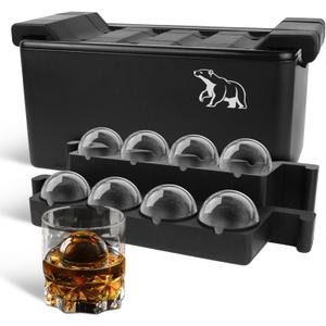 Elyzn 8 Sphere Clear 2 Ice Ball Maker Mold for Whiskey & Cocktails  Creates 2 Inch Round Crystal Clear Ice Spheres for Home Bars, Bourbon, and Mixology  Durable Silicone & Hard Shell Design