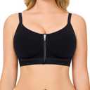 CYDREAM Womens Zip Front Closure Bra Wireless Seamless Comfort Full Coverage Back Smoothing No Underwire Bralettes (Large, Black)