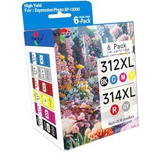 GORLENKE 312XL / 314XL High Yield Ink Cartridge 6/Pack - Replacement for 312XL 314XL Ink Cartridge Expression Photo XP-8500 XP-8600 XP-15000 Printer Ink, EXP 01/17/2027