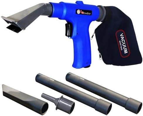 LEMATEC Dual-Action Pneumatic Vacuum & Air Blow Gun with 6 Attachments - 150 PSI Multi-Functional Air Compressor Tool for Automotive & Workshop Cleaning - Vacuum-blower