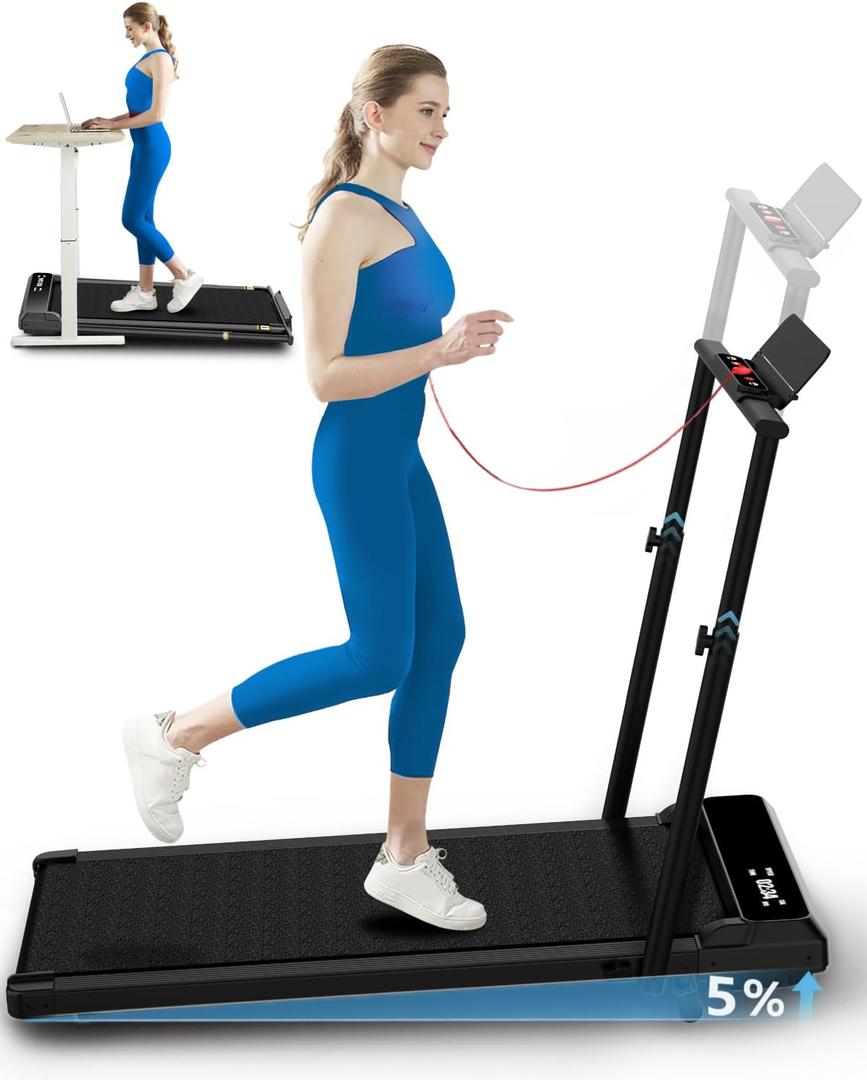 3-in-1 Walking Pad with Incline,2.5 HP Under Desk Treadmill for Home Office,265 LBS Compact Walking Treadmill with LED Display,No Assembly