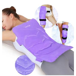 REVIX Extra-Large Back Ice Pack, Reusable Gel Cold Compress Wrap for Full Back Relief, Ideal for Muscle Pain, Tiredness, Recovery, and Sore Muscles – Adjustable Straps, Purple