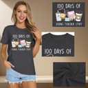 100 Days of School Shirt for Women 100th Day of School Tshirts Teacher Tee Top (L)