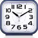 Tinload 5.5" Large Analog Alarm Clock Silent Non Ticking, Gentle Wake, Beep Sounds, Increasing Volume, Battery Operated Snooze and Manual Light, Easy Set, Blue