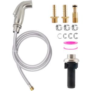 Universal Kitchen Sink Spray Attachment/Hose/Holder Set, Kitchen Side Sprayer Compatible with Moen Faucet, Kitchen Sink Faucet Sprayer Replacement, Brushed Nickel Finish