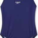 Speedo Girls' Swimsuit One Piece Closed Racerback, 2023 Blueprint, 12