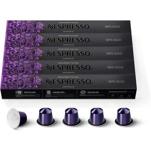 Nespresso Capsules OriginalLine, Arpeggio, Dark Roast Espresso, 50-Count Espresso Coffee Pods Best By 01/31/2027