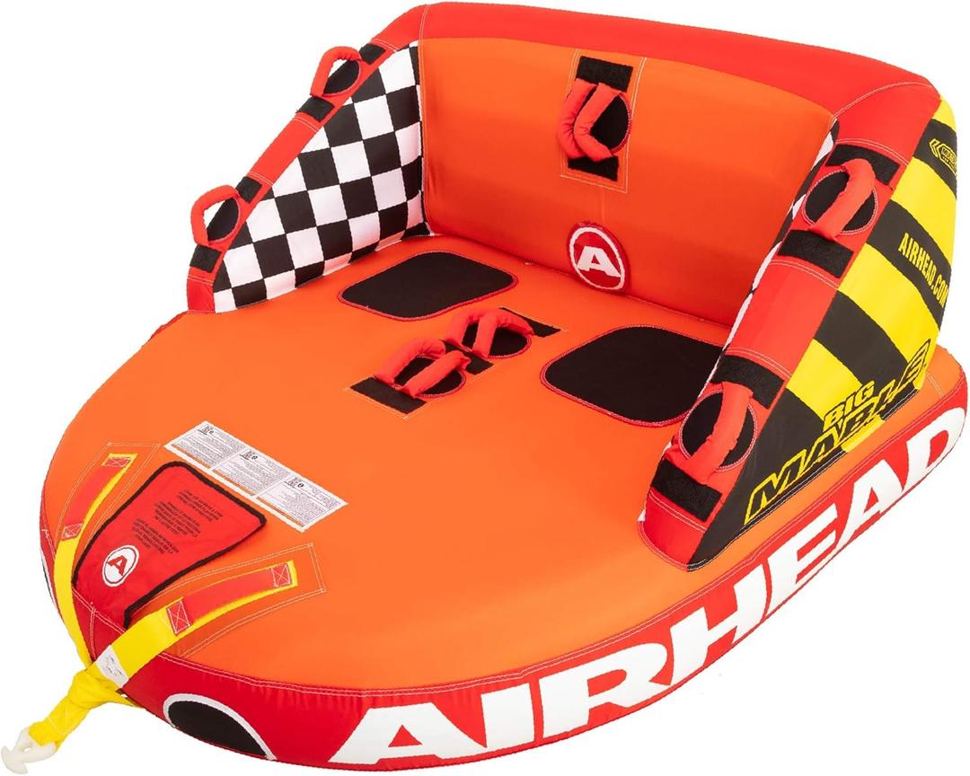 Airhead Mable Inflatable Towable Tube, 1-4 Rider Models, Dual Tow Points, Full Nylon Cover, EVA Foam Pads, Patented Speed Valve, Boat Tubes and Towables Size 2 Rider