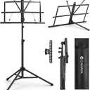 CAHAYA Portable Sheet Music Stand - Dual-Use Desktop/Floor Music Stand Height Adjustable Book Holder Folding with Carrying Bag and Clip for Students Musicians Outdoor Performances