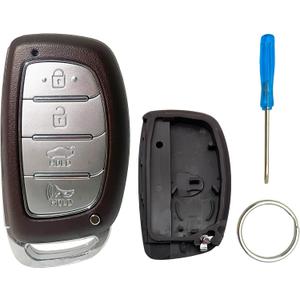 Smart Key Fob Cover Case Shell Fit for Hyundai Tucson Sonata Elantra 2015 2016 2017 2018 2019 2020 2021 Keyless Entry Remote Casing (with Battery Holder B)