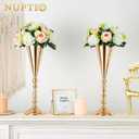 NUPTIO Trumpet Vase Wedding Centerpiece, 16.5" Tall, Metal, Gold, 2 Pcs