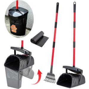 Pooper Scooper Large Swivel Bin & Rake for Large & Small Dogs Non-Breakable Dog Poop Scooper with 20 Waste Bags Easy to Clean Pet Waste Use on Grass, Dirt or Gravel - Pet Supplies