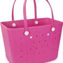 Lightweight Rubber Beach Bag X Large Tote Bag for Waterproof, Durable Open Handbag for Boat Pool Sports Gym (Rose Red)