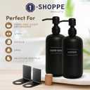 Black Plastic Bottle | Refillable Wall Mount Liquid Soap Dispenser with No Drill Brackets | 16 oz Hand Soap and Lotion for Every Bathroom | Two Bottles (Black Set 2)