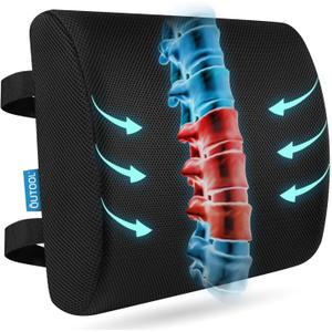 Lumbar Support Pillow for Office Chair, Memory Foam Office Chair Back Support,Lower Back Pillow for Car Seat, Back Pain Relief, Back Pillow for Chair with Adjustable Strap and Mesh Washable Cover, 2 Pcs