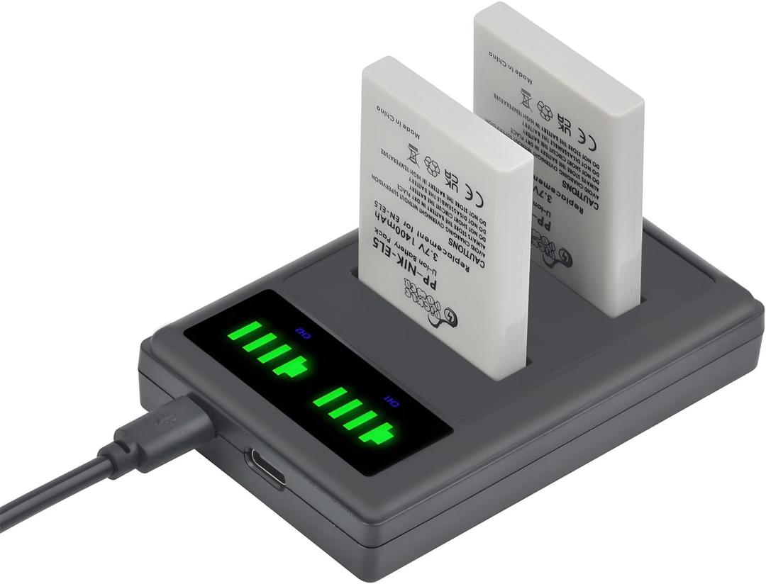 Pickle Power EN-EL5 Battery 2-Pack and LED Dual Charger for Nikon CoolPix P530, P520, P510, P100, P500, P90, P80, P5100, P5000, P6000, 3700, 4200, 5200, 5900, 7900, P3, P4,S10 Camera