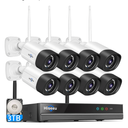Hiseeu Wireless Security Camera System Outdoor, 5MP WiFi Camera for Home, 16CH WiFi-Pro 8 Cam-Kit, 2-Way Audio, Color Night Vision, IP66 Waterproof, 3TB Storage, 24/7 Recording, No Monthly Fe