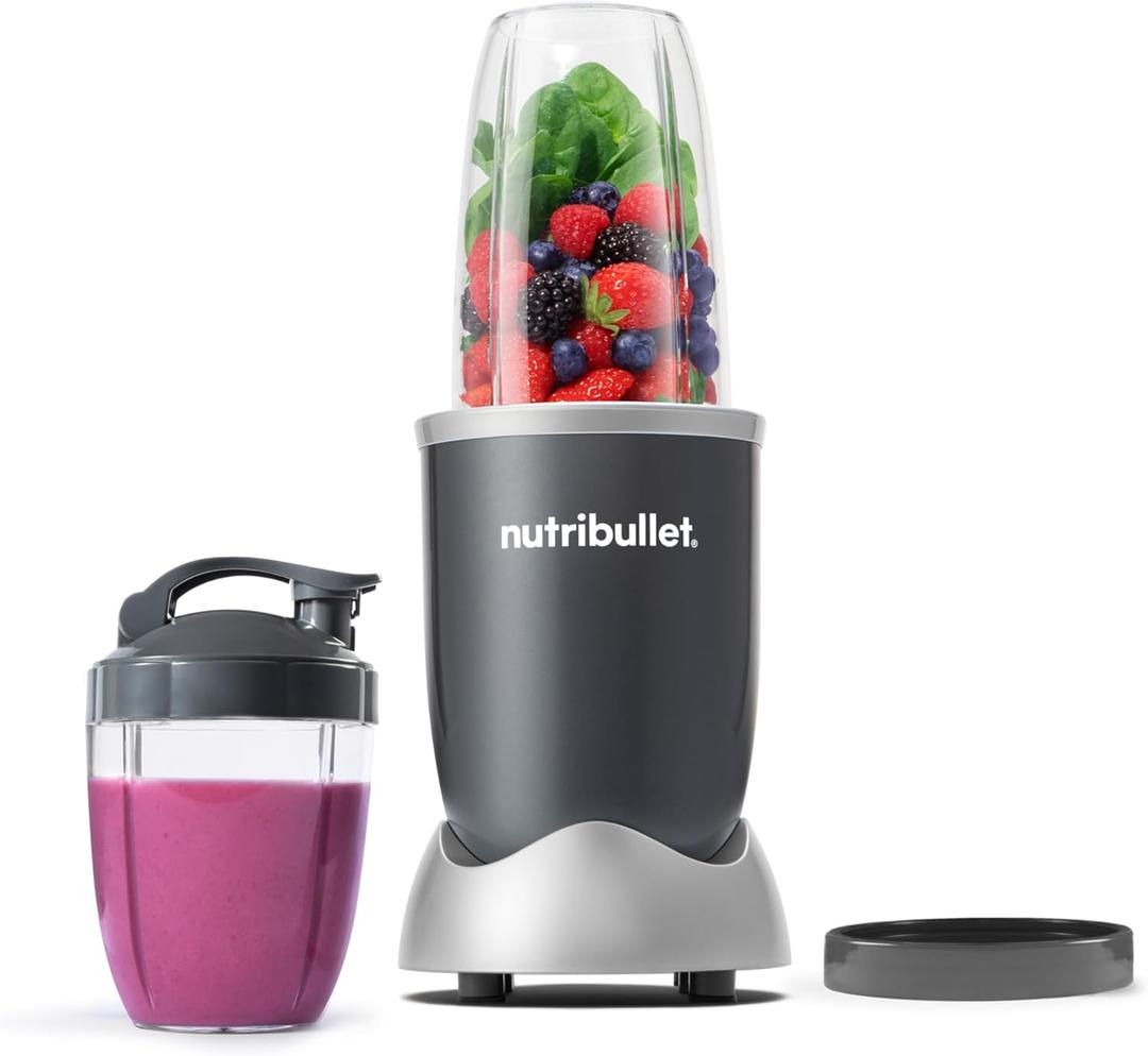 nutribullet Personal Blender for Shakes, Smoothies, Food Prep, and Frozen Blending, 24 Ounces, 600 Watt, Gray, (NBR-0601) (Two Cups, Grey)