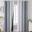 Estelar Textiler Grey and Greyish White Ombre Blackout Curtains 90 Inches Long 2 Panels Set, Thermal Insulated Drapes for Bedroom, Full Room Darkening Gray Grommet Curtains for Living Room,52Wx90L