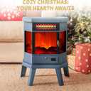 Electric Fireplace Heater 22 in Freestanding Fireplace Stove Infrared Fireplace with 3D Flame Effect Remoted Control, Timer, Overheating Protection (Blue)
